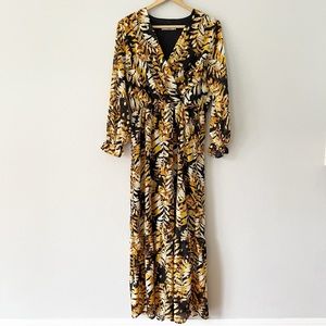 Anany Orange/Black Floral Maxi Dress Size XL